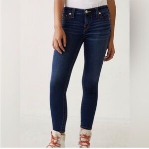 True Religion Blue Halle Mid Rise Super Skinny Jeans